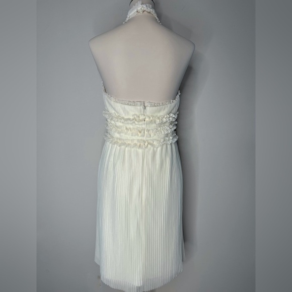 Gorgeous JS Collections Off White Pleated Halter Midi Dress Like New Size 6 - Picture 2 of 13